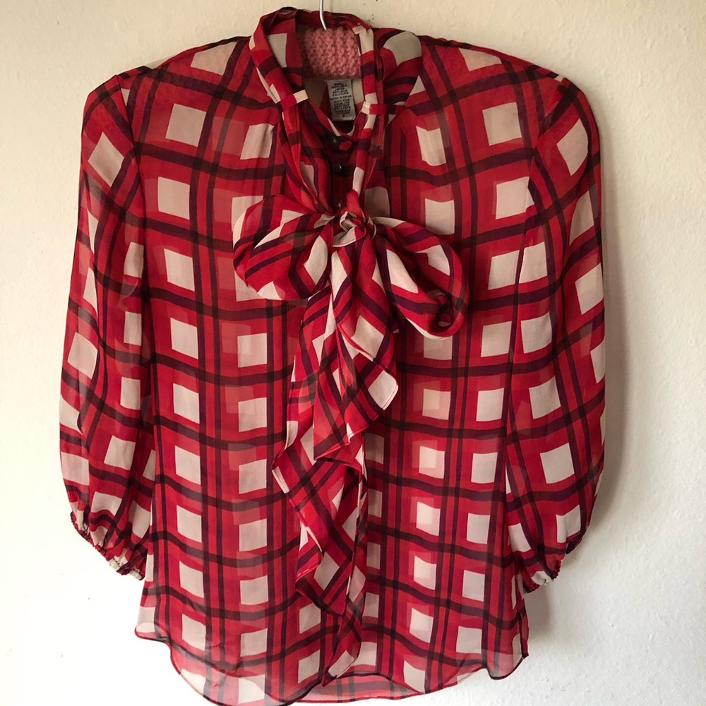 Diane von furstenberg 100% silk sheer blouse